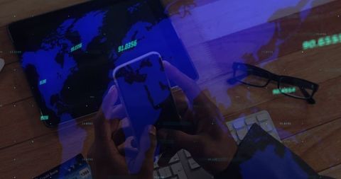 Global Financial Data and Technology Concept with Smartphone