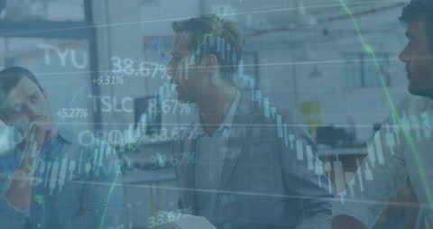 Business Team Analyzing Dynamic Financial Data