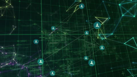 Digital Network Connections with User Icons in Dark Background