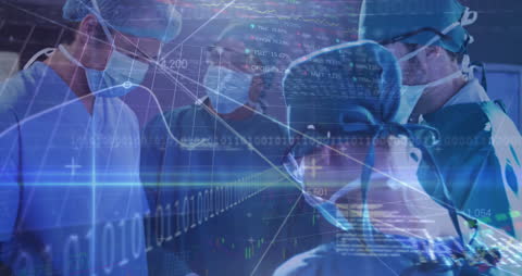 Digital Medical Team Analyzing Financial Data Visualization