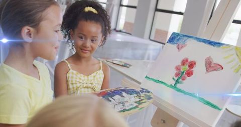 Children Enjoying Creative Painting at Art Classroom