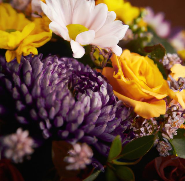 Image of close up of bouquet of fresh multi coloured flowers - Download Free Stock Photos Pikwizard.com
