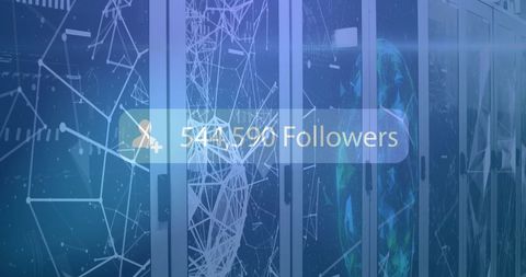 Increasing Follower Count Over Server Room Background - Download Free Stock Images Pikwizard.com