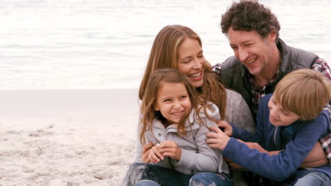 Joyful Family Bonding on Sandy Beach Getaway