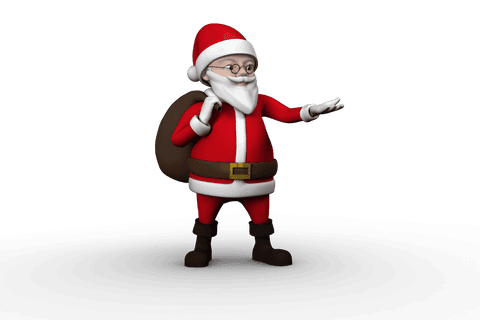 Transparent Santa Claus Illustration with Sack Gesture
