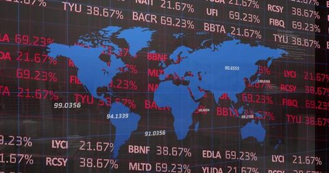 Financial Data Overlay on World Map Indicating Global Trends - Download Free Stock Images Pikwizard.com
