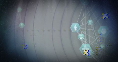 Digital Network and Icon Connectivity on Abstract Grey Background