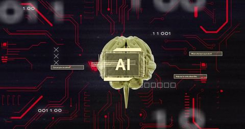 Futuristic AI Brain with Binary Code and Data Circuitry - Download Free Stock Images Pikwizard.com