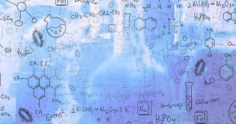 Abstract chemistry concepts against blue technology background