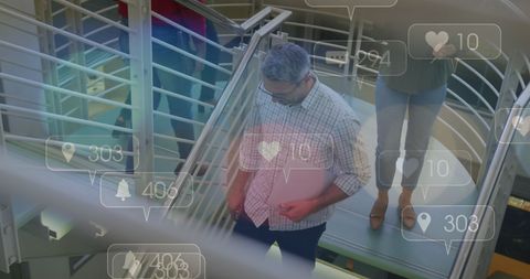 Business People Walking While Digital Counters Display