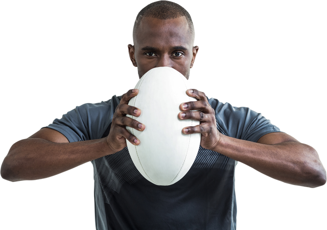 Focused Sportsman with Rugby Ball in Hands on Transparent Background - Download Free Stock Videos Pikwizard.com