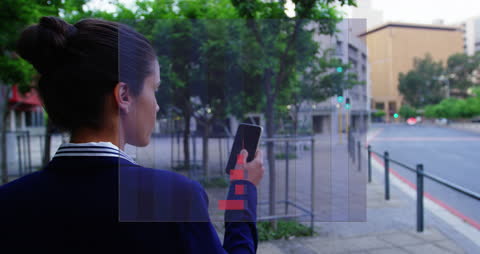 Businesswoman Utilizing Smartphone for Creating Online Digital Strategy