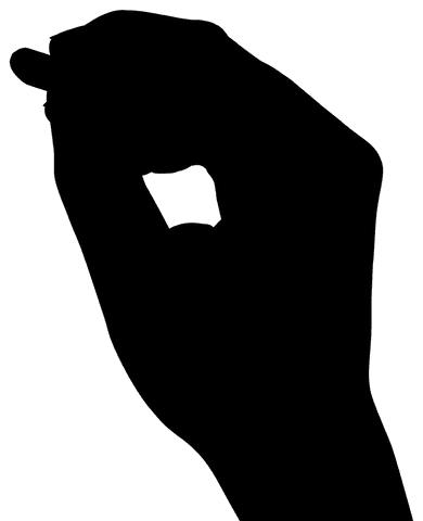 Hand silhouette writing with pen on transparent background