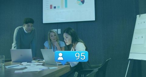 Business Professionals Collaborating on Social Media Strategy