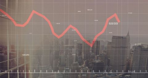 Economic Decline Graph Overlay on Cityscape Depicting Uncertainty - Download Free Stock Images Pikwizard.com