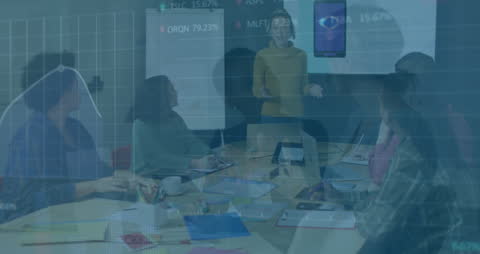 Financial Data Overlay in Diverse Office Presentation Setting