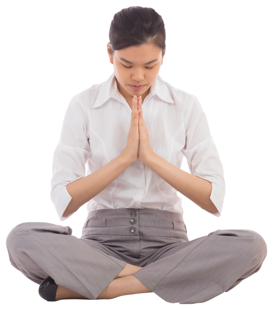 Transparent Businesswoman Sitting in Lotus Pose Meditating - Download Free Stock Videos Pikwizard.com