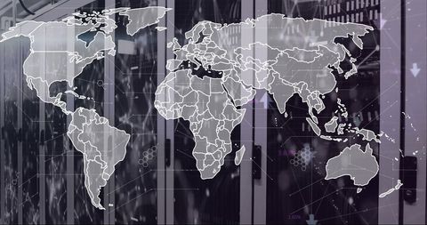 Global Network Concept Technology with Server Room Overlay - Download Free Stock Images Pikwizard.com