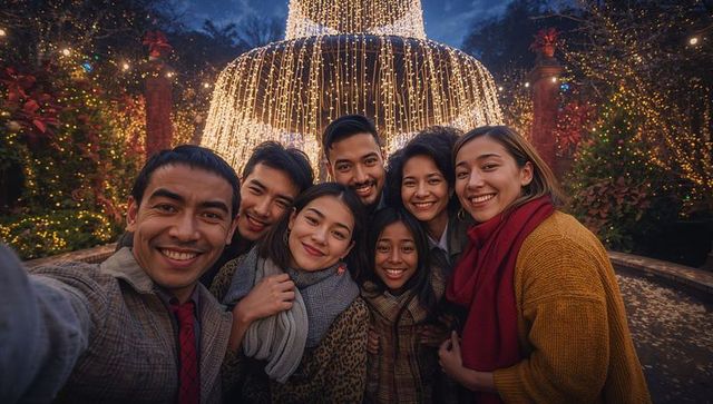 Joyful Friends Enjoying Festive Evening and Holiday Celebrations