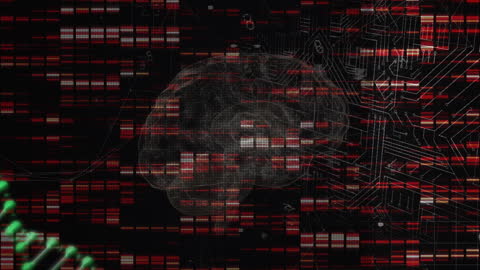 Digital Interface Concept with Brain and Data Visualization