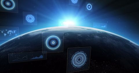Global Interface Concept with Data Scanning Over Earth Horizon - Download Free Stock Images Pikwizard.com