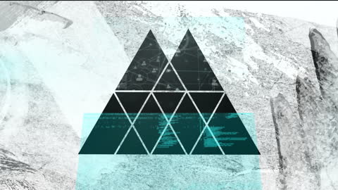 Geometric Overlay on Digital Code Background