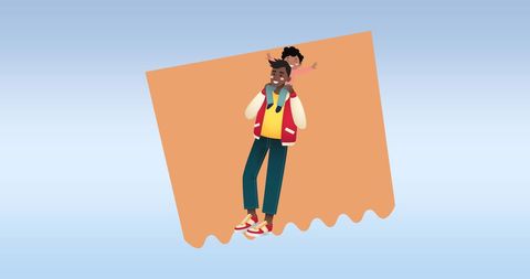 Father Playfully Carries Young Daughter on Shoulders