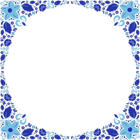Elegant Transparent Frame with Blue Floral Motifs and Leaves - Download Free Stock Videos Pikwizard.com