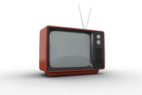 Retro red tv set on transparent background