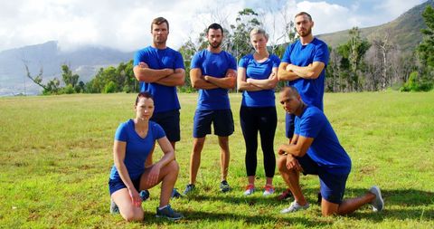 Confident Athletic Team Posing Together Outdoors - Download Free Stock Images Pikwizard.com