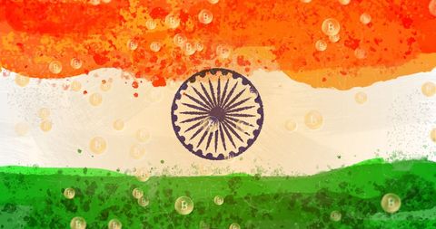 Indian flag with cascading bitcoins symbolizing cryptocurrency trends