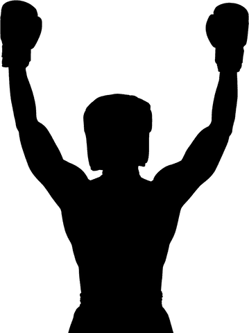 Male boxer silhouette icon on transparent background