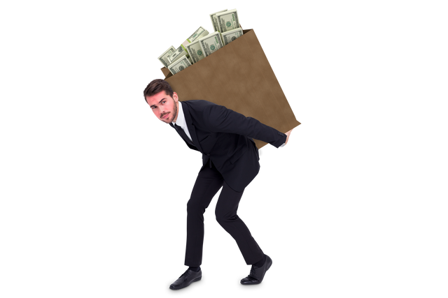 Businessman Carrying Transparent Bag of Cash with Effort - Download Free Stock Videos Pikwizard.com