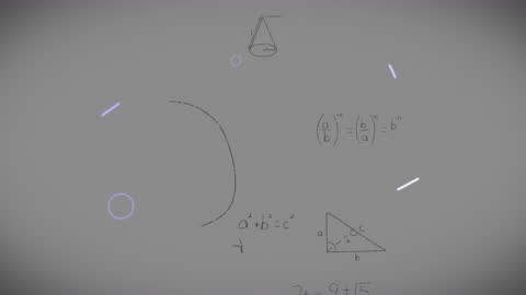 Animated Math Formulas with Abstract Geometry on Grey Background