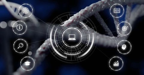 Futuristic Technology Interface with DNA Sequence - Download Free Stock Images Pikwizard.com