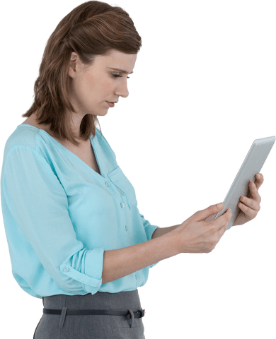 Transparent Businesswoman Engaging with a Digital Tablet - Download Free Stock Videos Pikwizard.com