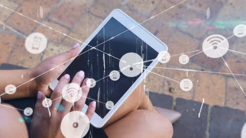 Digital Network Concept with Tablet and Connection Icons