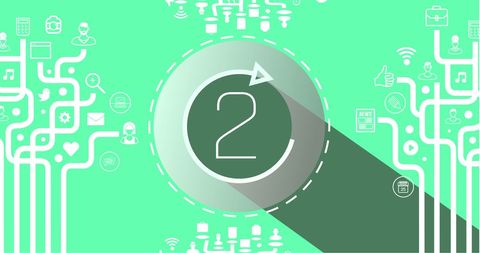 Technology Progress Symbols with Number Two in a Circle and Icons - Download Free Stock Images Pikwizard.com