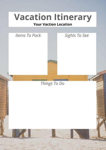 Beach-Themed Vacation Itinerary Template - Download Free Stock Templates Pikwizard.com