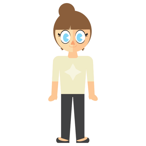 Smiling Cartoon Woman Character on Transparent Background