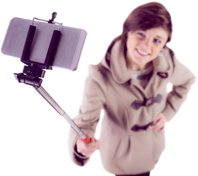 High Angle View of Woman Taking Selfie with Transparent Background - Download Free Stock Videos Pikwizard.com