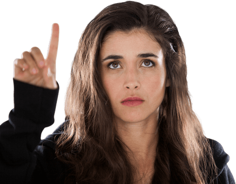 Serious Woman Pointing Digitally on White Background - Download Free Stock Videos Pikwizard.com