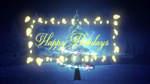 Festive Winter Wonderland Holiday Greeting with Twinkling Lights