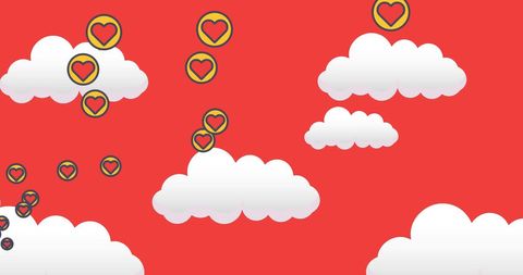 Hearts Floating in Red Sky with Clouds Concept Illustration - Download Free Stock Images Pikwizard.com