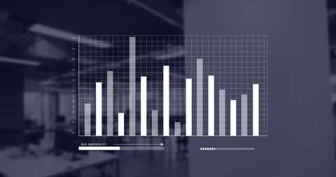 Virtual Bar Graph Over Modern Office Background - Download Free Stock Images Pikwizard.com