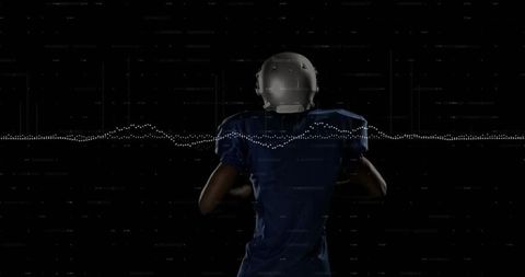 Futuristic football athlete concept with digital visuals