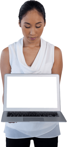 Transparent Background Businesswoman Holding Laptop Computer - Download Free Stock Videos Pikwizard.com