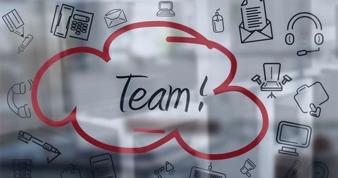 Teamwork cloud creative planning business icons
