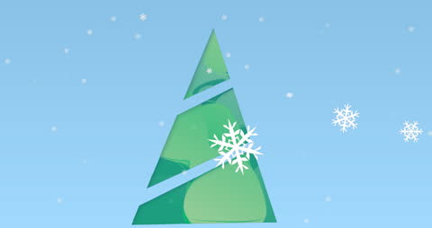 Falling Snowflakes Over Christmas Tree Animation