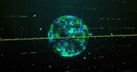 Futuristic Digital Globe with Geometric Data Integration - Download Free Stock Images Pikwizard.com